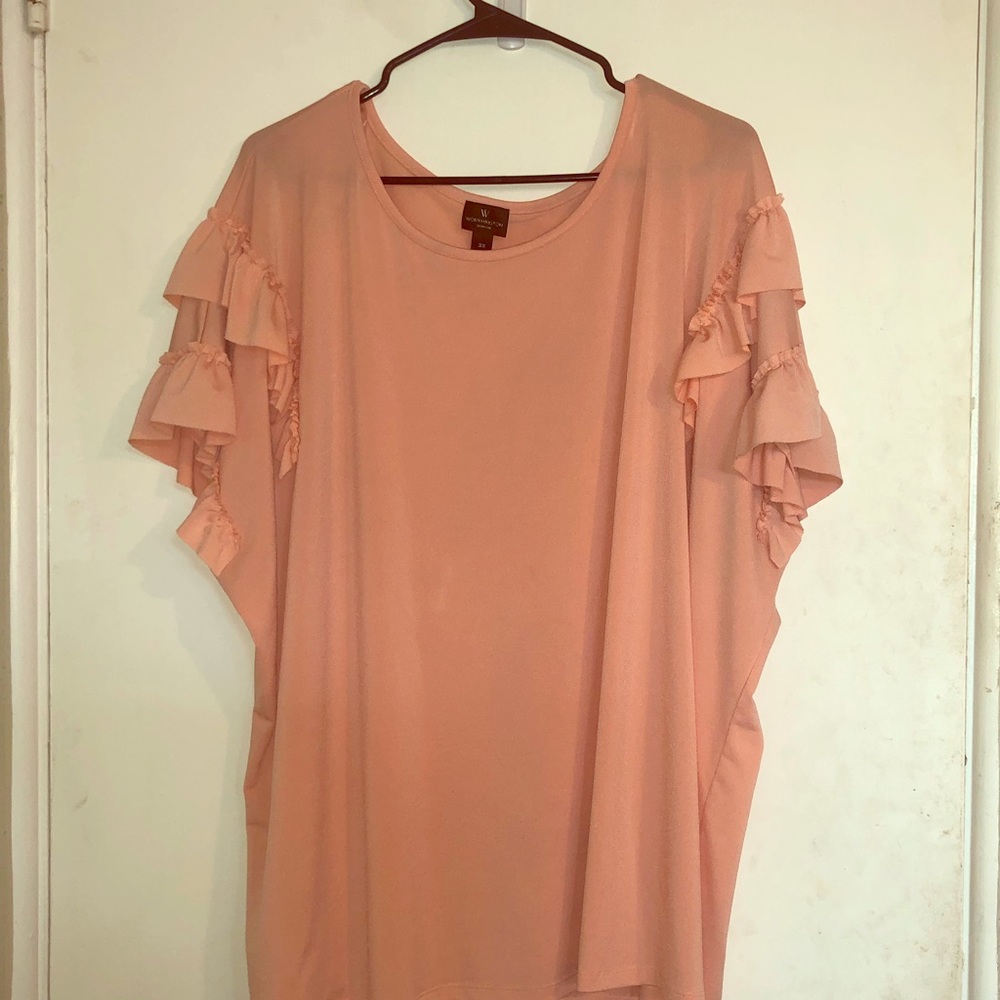 Worthington brand 3x orange ruffle sleeved blouse